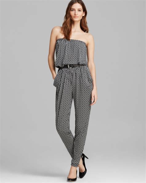 michael kors strapless jumpsuit|Michael Kors belted denim jumpsuit.